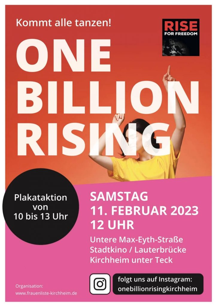 Plakat: One Billion Rising 2023 – Kommt alle tanzen!